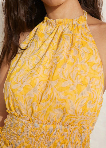 Помаранчева кежуал сукня а-силует, з відкритою спиною SHEIN з квітковим принтом