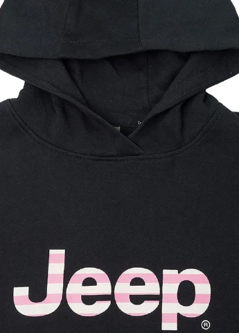 Худи O102609-B000 Jeep Hooded Cropped Sweatshirt Striped Print Black (367049492)