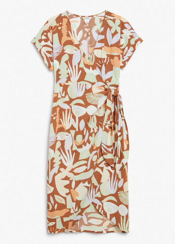 Коричнева кежуал сукня на запах Monki з малюнком