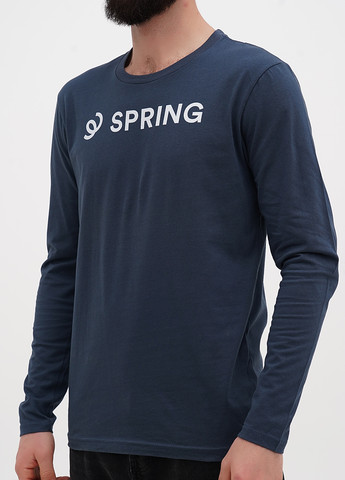 Лонгслів Next Level напис сіро-синій кежуали бавовна