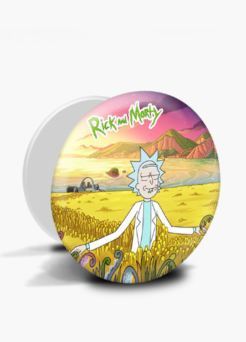 Попсокет (Popsockets) тримач для смартфону Рік і Морті (Rick and Morty) (8754-1236) Чорний MobiPrint (216748537)