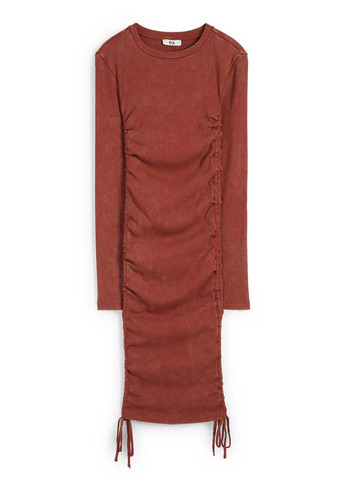 Терракотовое кэжуал платье силуэтная C&A однотонное