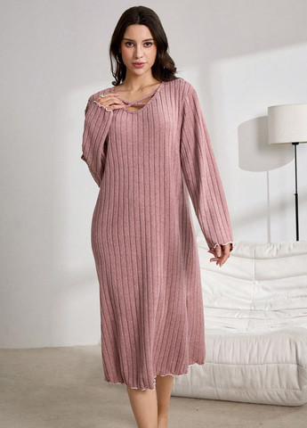 Рожева домашній сукня а-силует SHEIN однотонна