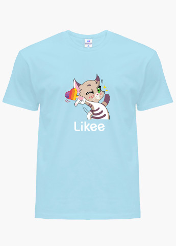 Блакитна демісезонна футболка дитяча лайк котик (likee cat) (9224-1032) MobiPrint