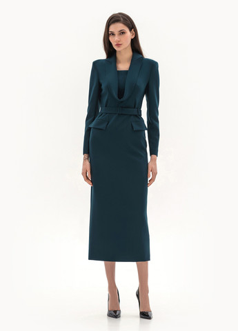 Изумрудное деловое, кэжуал платье платье-жакет BGL однотонное