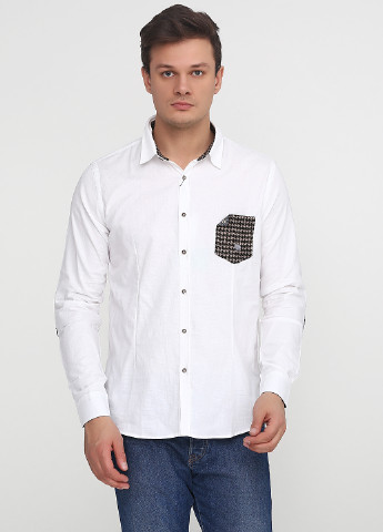 Белая кэжуал рубашка однотонная Eleven с длинным рукавом
