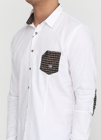 Белая кэжуал рубашка однотонная Eleven с длинным рукавом