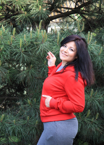 Красное повседневный женская кофта с длинным рукавом V.O.G. однотонное