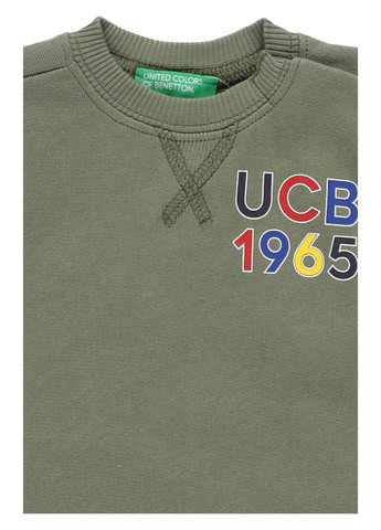 United Colors of Benetton свитшот надпись хаки кэжуал хлопок