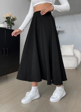 Черная кэжуал однотонная юбка SHEIN клешированная