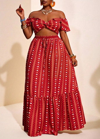 Комбинированный летний комплект (топ, юбка) SHEIN