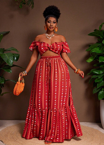 Комбинированный летний комплект (топ, юбка) SHEIN