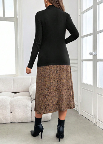 Комбинированный демисезонный комплект для беременных (лонгслив, юбка) SHEIN