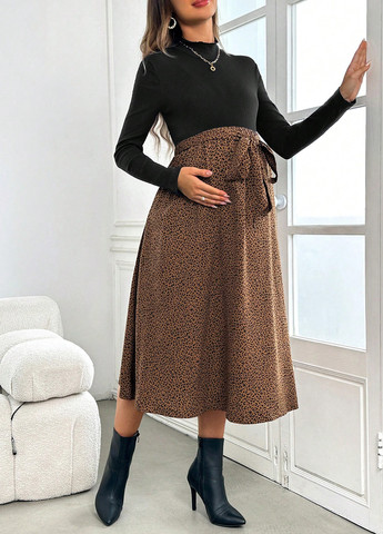 Комбинированный демисезонный комплект для беременных (лонгслив, юбка) SHEIN