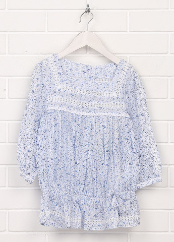 Голубая цветочной расцветки блузка Mayoral летняя