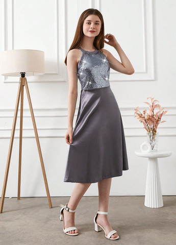 Серое платье SHEIN (316776719)