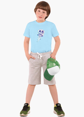 Голубая демисезонная футболка детская маршмелло фортнайт (marshmello fortnite)(9224-1329) MobiPrint