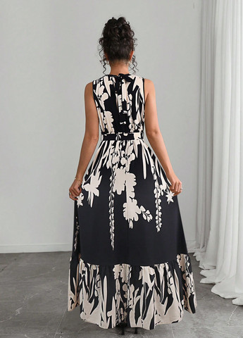 Чорна святковий, вечірня сукня а-силует SHEIN з абстрактним візерунком