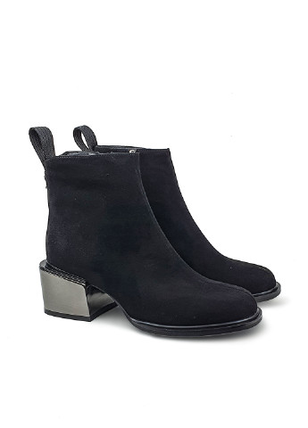 Чорні демісезонна ботильйони на товстому підборі жіночі чорні Brocoli