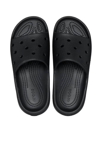 Черные пляжные, домашние, кэжуал шлепанцы Crocs с логотипом, с перфорацией