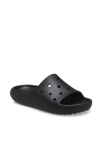 Черные пляжные, домашние, кэжуал шлепанцы Crocs с логотипом, с перфорацией