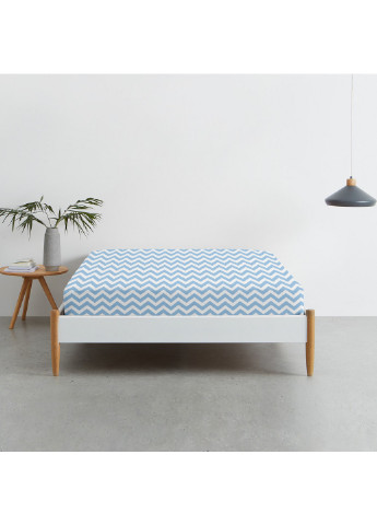 Набор простыней на резинке (2 шт) 90х200х20 WHITE / ZIGZAG LIGHT BLUE Cosas Set_White_ZigLBlue_90x200_2 (250393486)