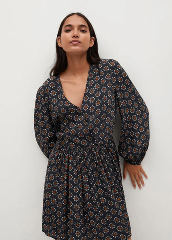 Синя кежуал сукня кльош Mango з малюнком