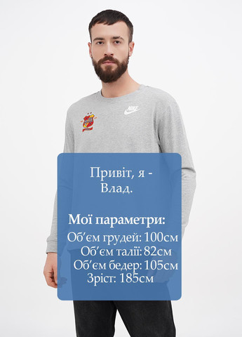 Сірий світшот Nike логотип без декору (311528562)