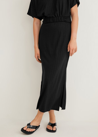 Черная кэжуал однотонная юбка C&A карандаш