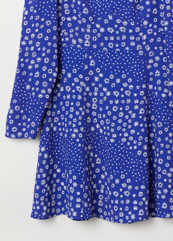 Синее кэжуал платье из крепа H&M однотонное