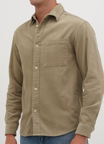 Оливковковая (хаки) кэжуал рубашка однотонная H&M