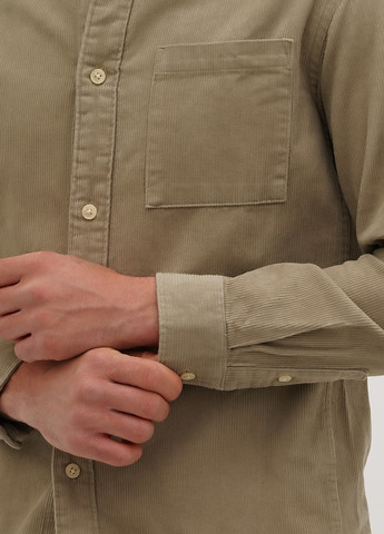 Оливковковая (хаки) кэжуал рубашка однотонная H&M