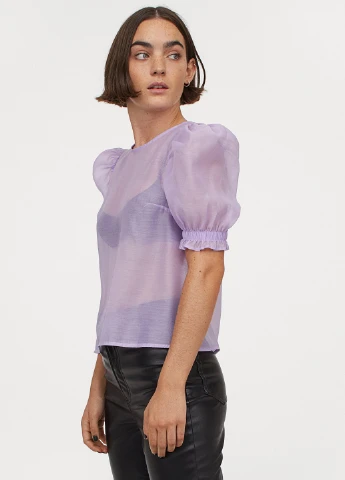 Бузкова блуза з об'ємними рукавами H&M