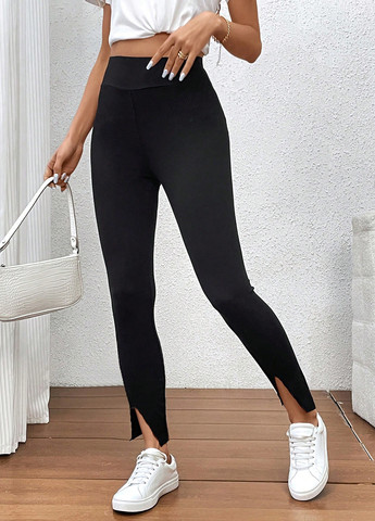 Черные демисезонные леггинсы SHEIN