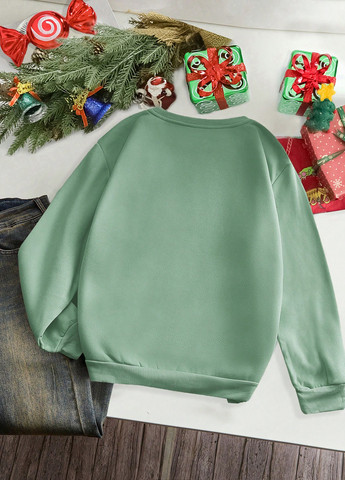 М'ятний світшот SHEIN новорічний без декору (334151276)