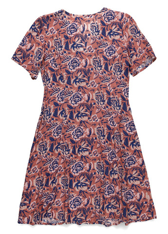 Розовое кэжуал платье рубашка, клеш Gap с цветочным принтом