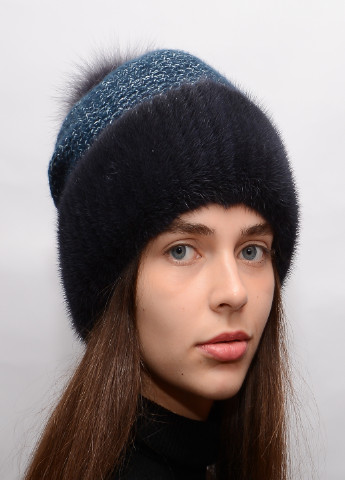 Женская зимняя норковая вязаная шапка с бубоном Меховой Стиль соты (199007427)