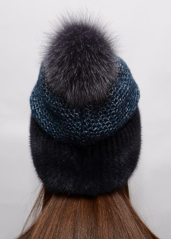 Женская зимняя норковая вязаная шапка с бубоном Меховой Стиль соты (199007427)
