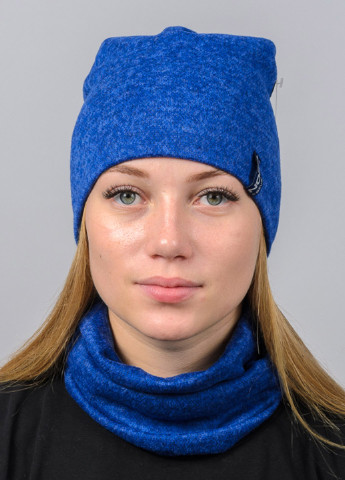 Синій зимній комплект (шапка, шарф-снуд) Nora