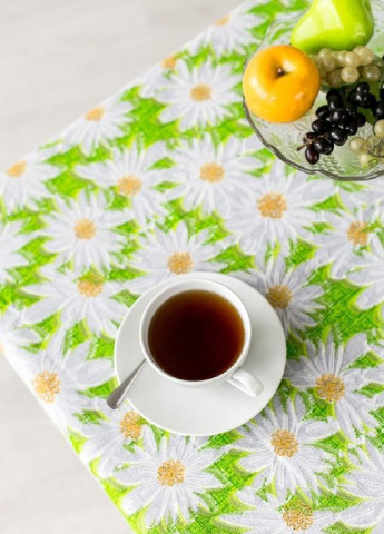 Скатертина накидка на обідній стіл бавовняна лляна з візерунком 150х180 см (473455-Prob) Unbranded (254793583)