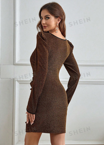 Коричнева кежуал сукня SHEIN однотонна