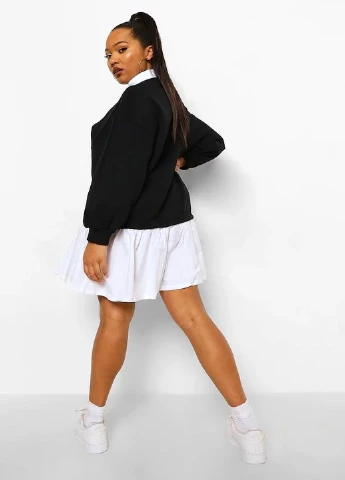 Черно-белое кэжуал платье Boohoo однотонное
