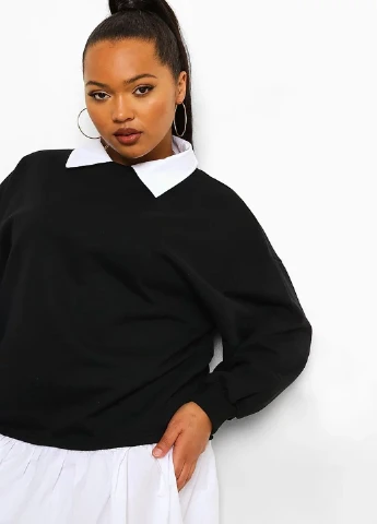 Черно-белое кэжуал платье Boohoo однотонное
