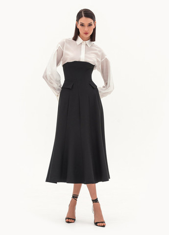 Черная офисная однотонная юбка BGL