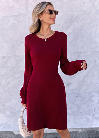 Бордовое кэжуал платье платье-свитер SHEIN однотонное