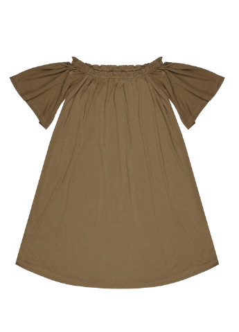 Оливковое (хаки) кэжуал платье с открытыми плечами, а-силуэт H&M однотонное