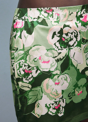 Зеленая кэжуал цветочной расцветки юбка SHEIN а-силуэта (трапеция)