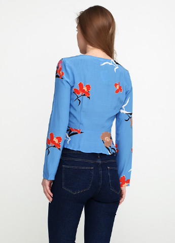 Синяя летняя блуза с длинным рукавом H&M