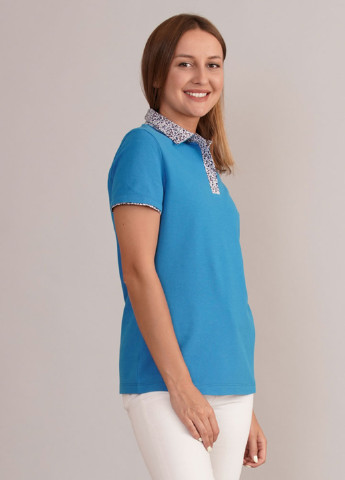 Голубой женская футболка-поло Promin. однотонная