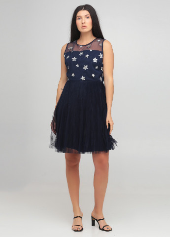 Темно-синее кэжуал платье клеш, плиссированное Yumi звезды